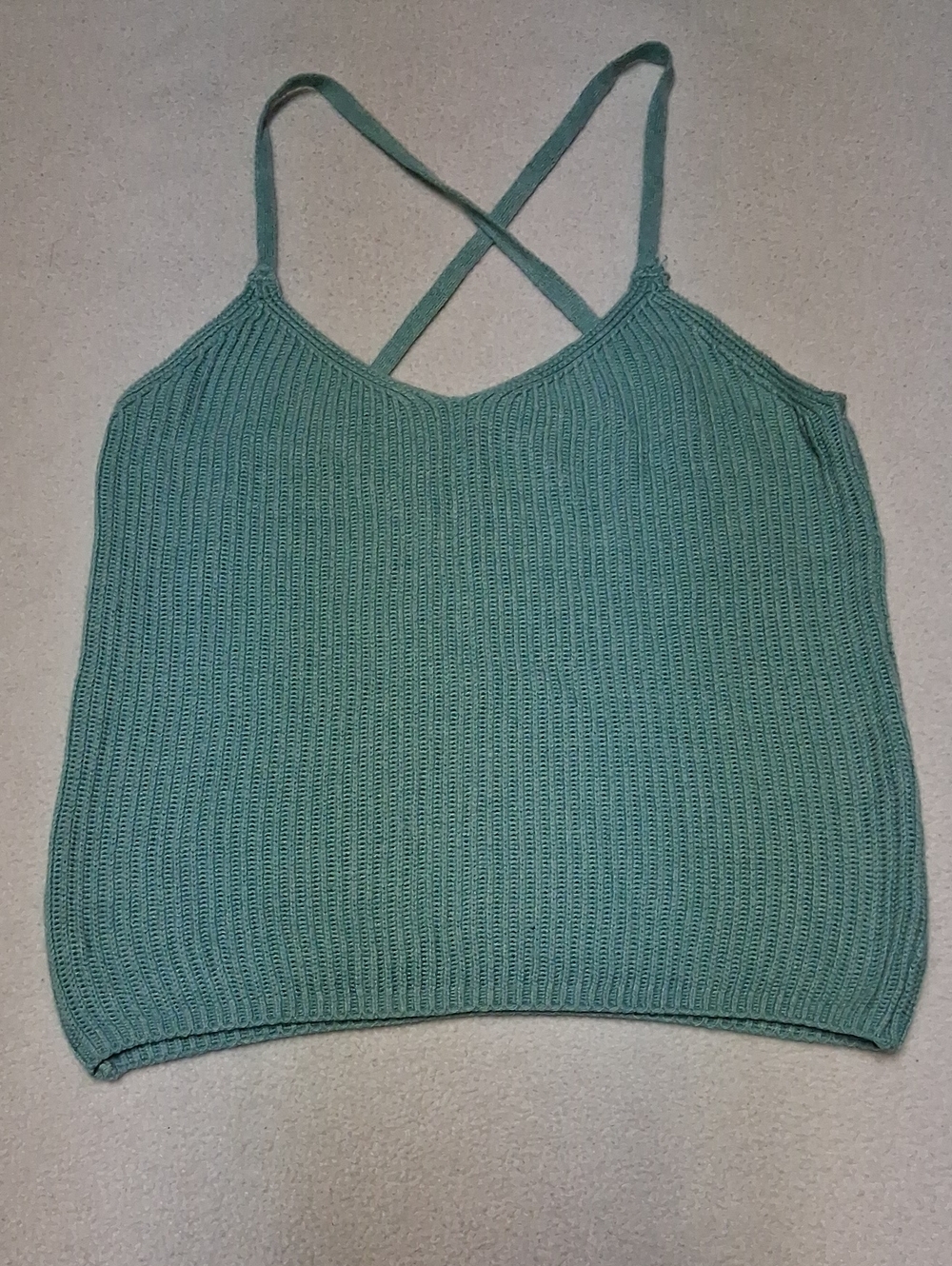Garage Teal Green Ribbed Crossback Cami